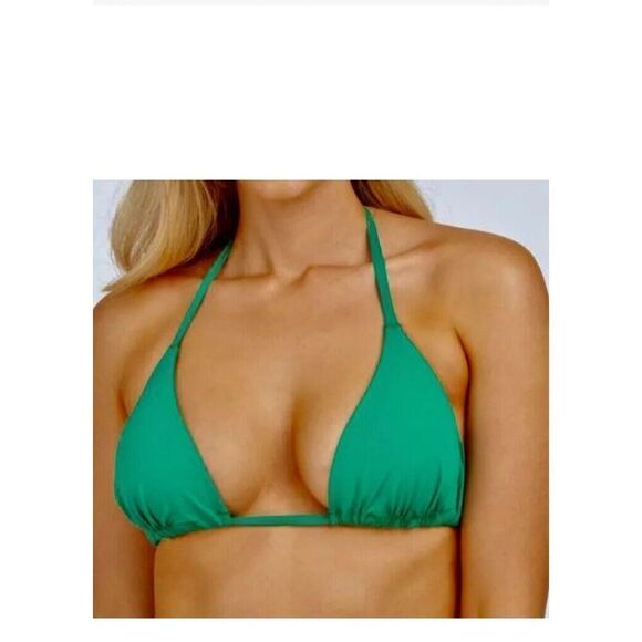Spanx Women Sz Large Triangle Bikini Swim Top Mystic Green - Picture 5 of 9